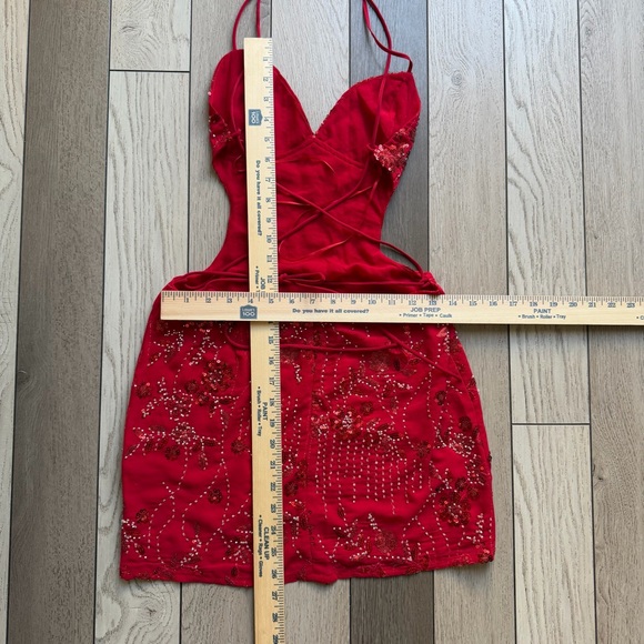 Edikted Annalee Backless Beaded Chiffon Mini Dress - Picture 9 of 9